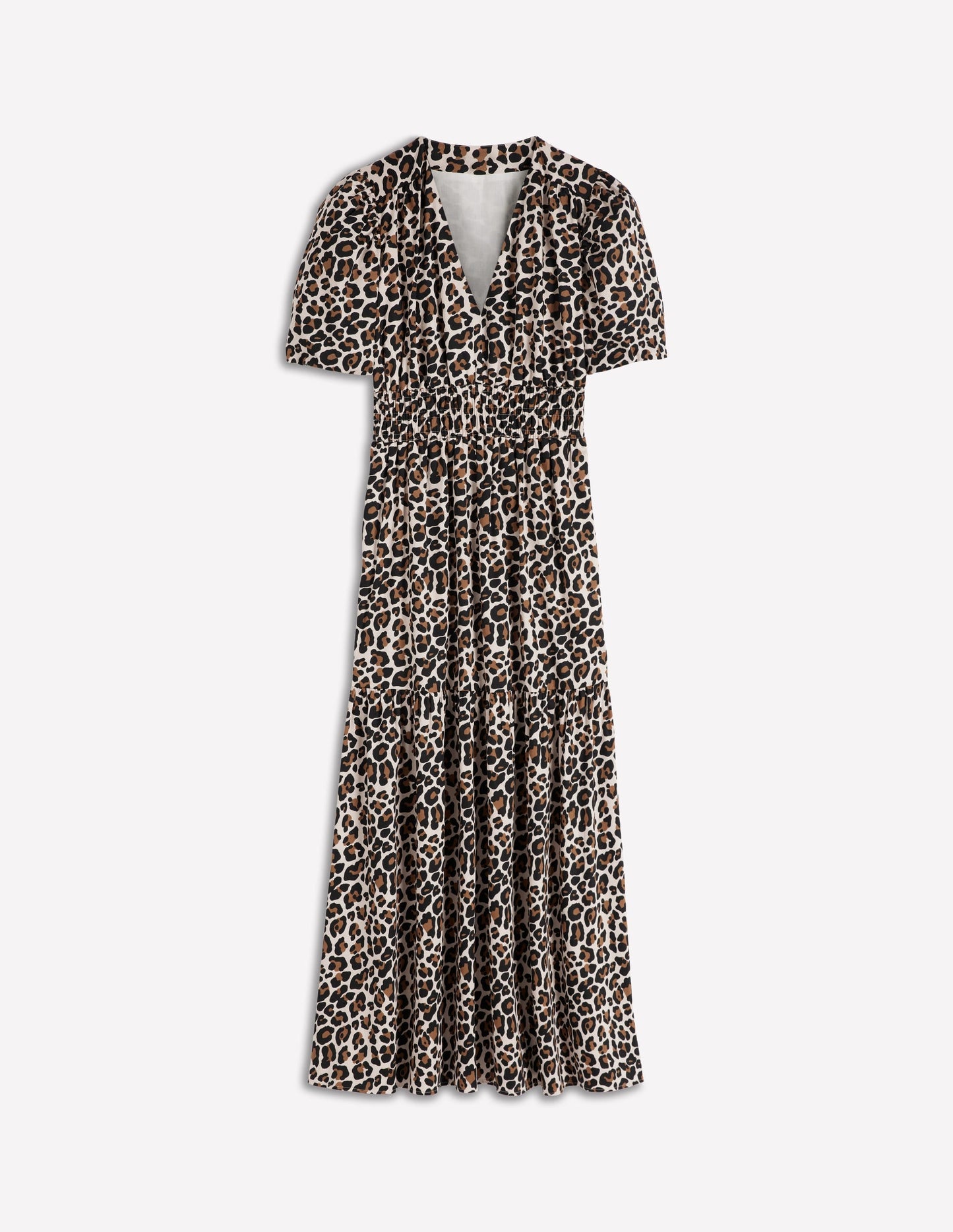 Irene Puff Sleeve Cotton Dress-Almond Milk, Cheetah Pop