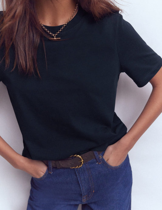 Cotton Crew Neck T-shirt-Navy