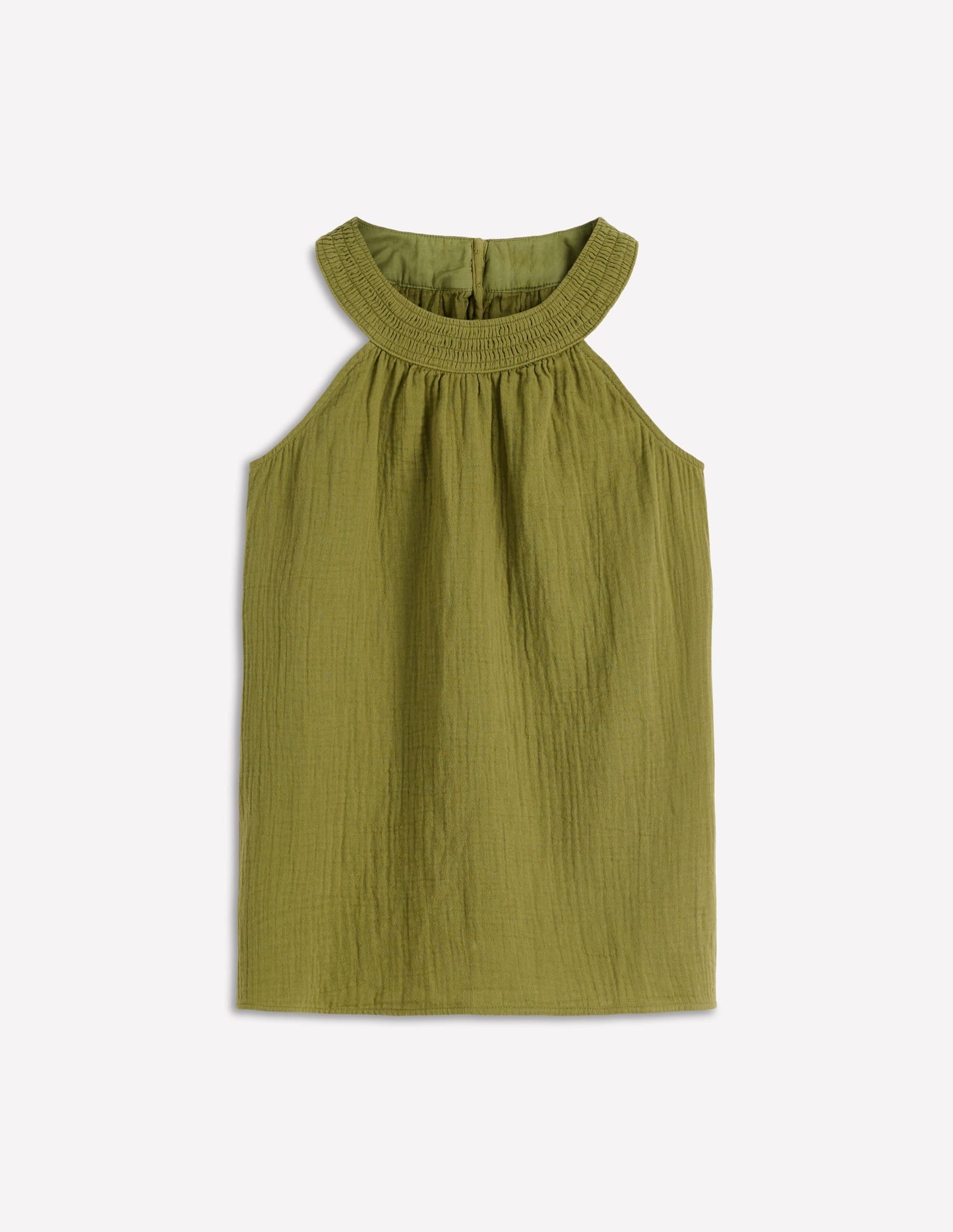 Halter-neck Double Cloth Top-Woodland Green