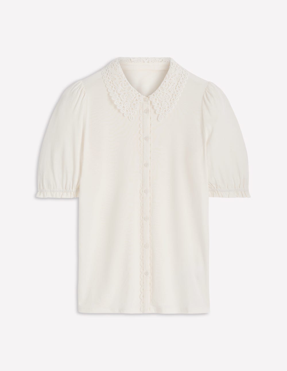Nessa Broderie Collar Blouse-Ivory