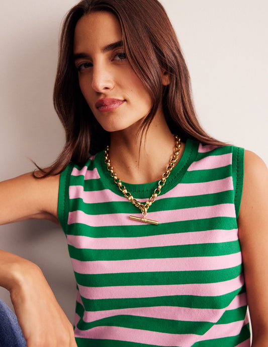 Chunky T-bar Chain Necklace-Gold Colour
