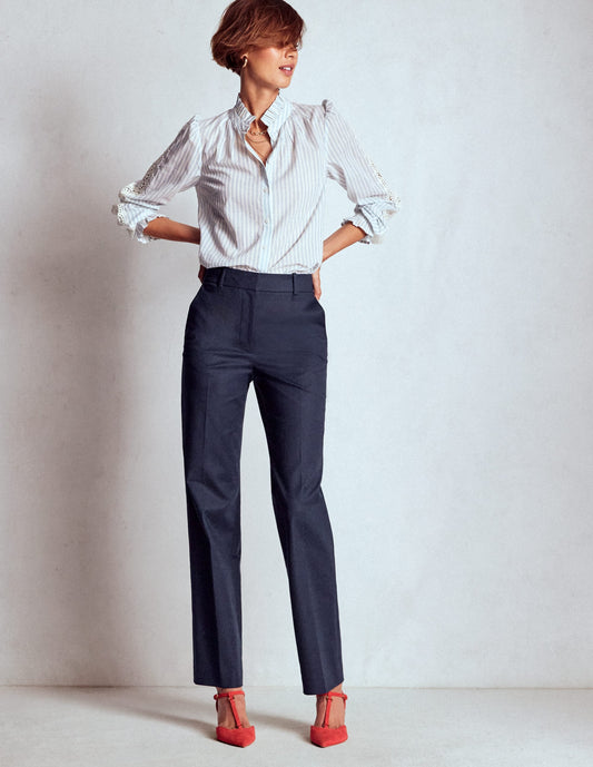 Canonbury Cotton Trousers-Navy