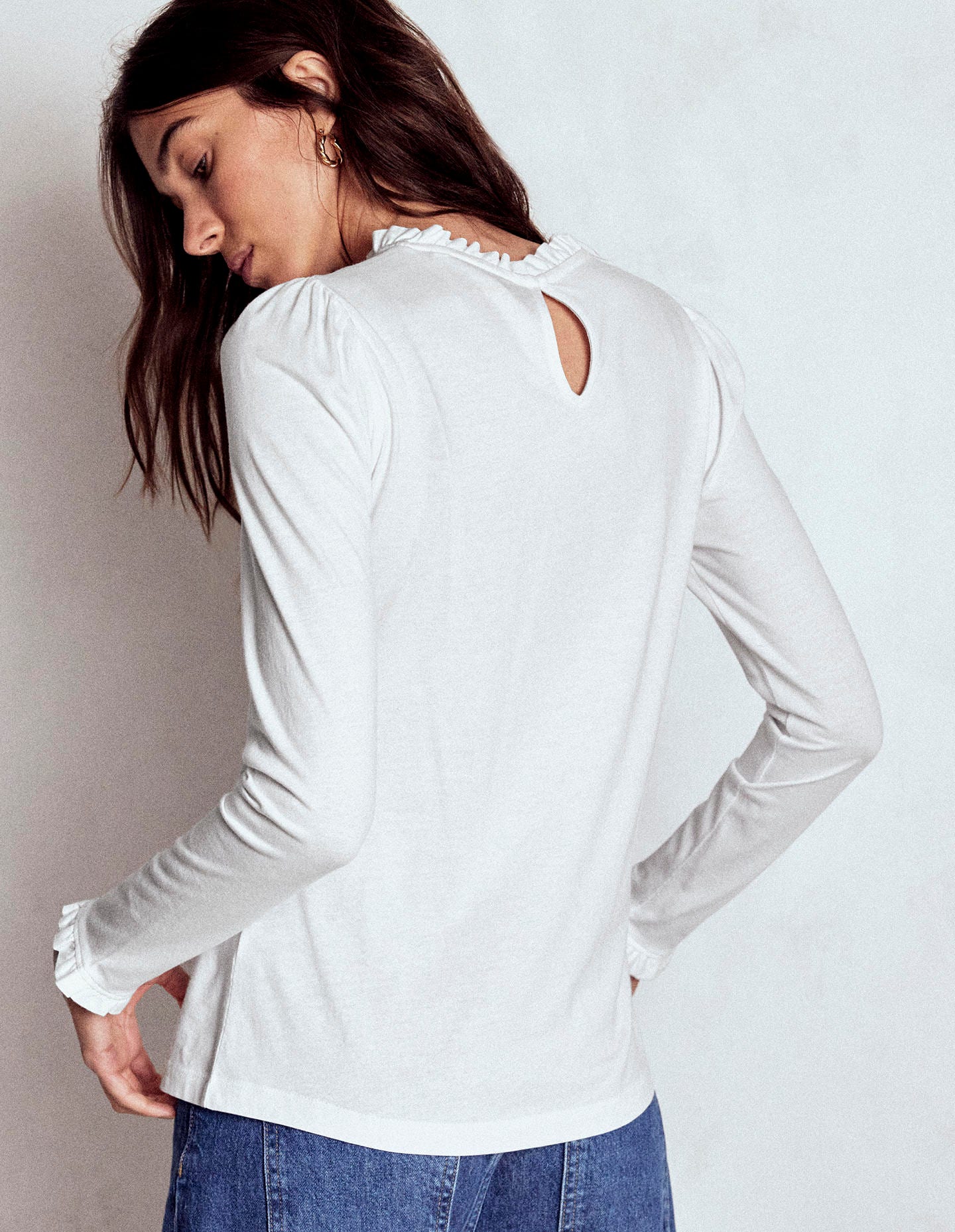 Supersoft Frill Detail Top-White