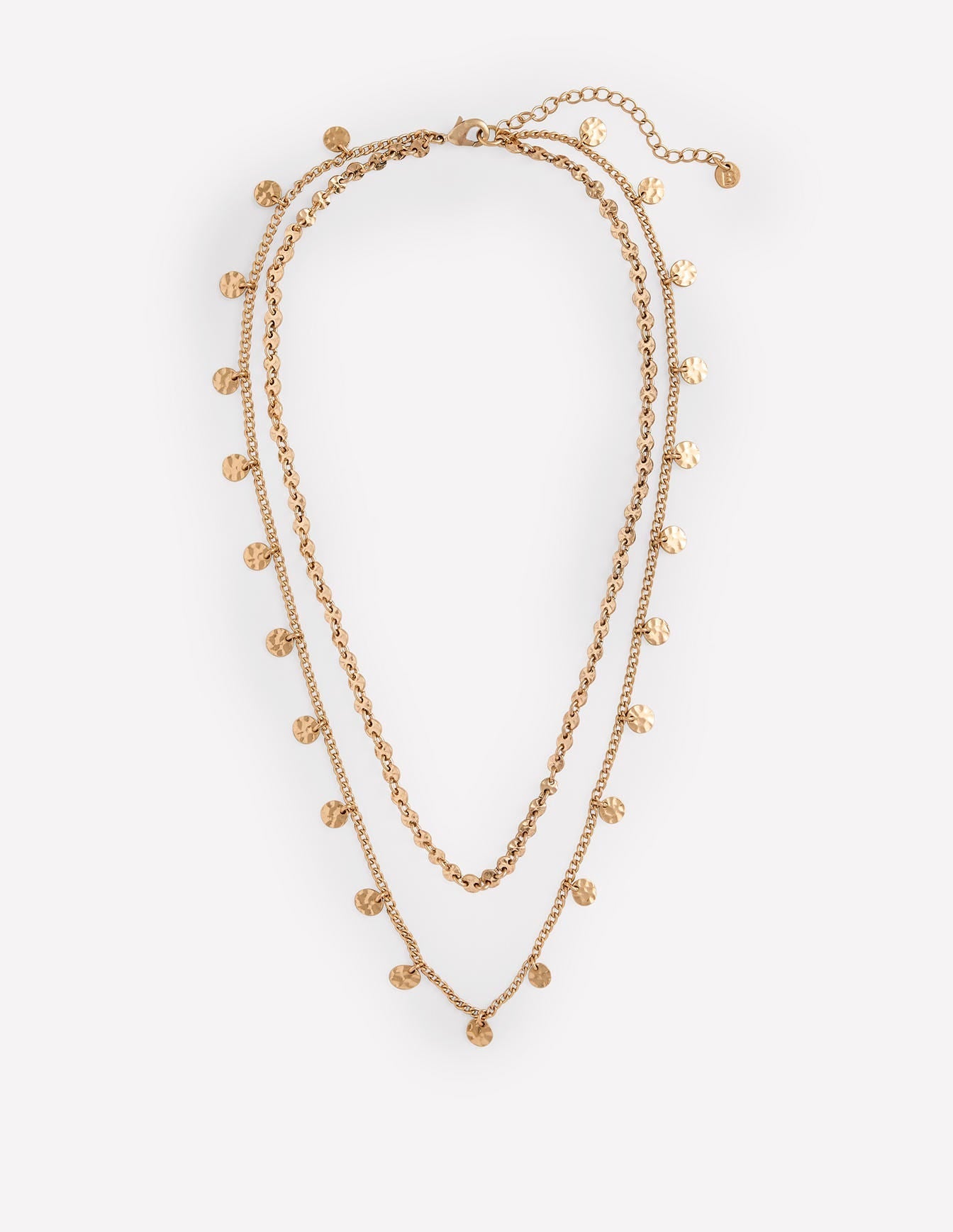 Hammered Disc Layered Necklace-Gold Colour