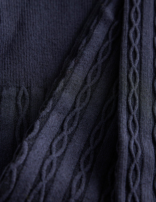 Cable Knit Tights-Navy