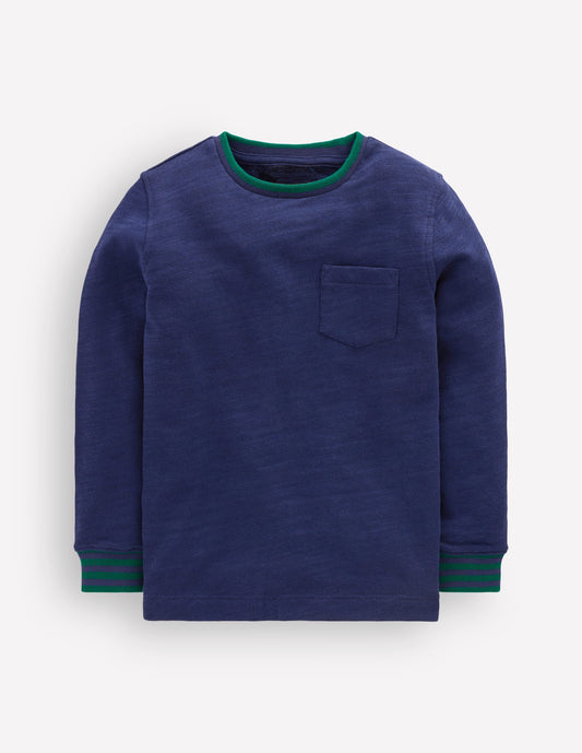 Cosy Mid-weight T-shirt-College Navy / Jewel Green