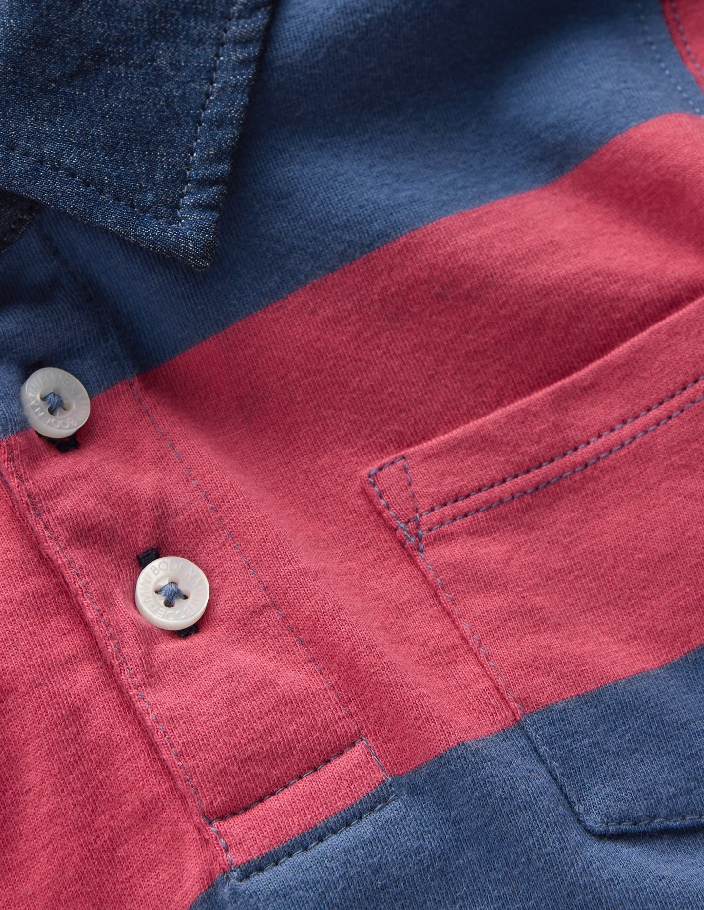 Long Sleeve Smart Polo Shirt-Winter Blush / Denim Blue