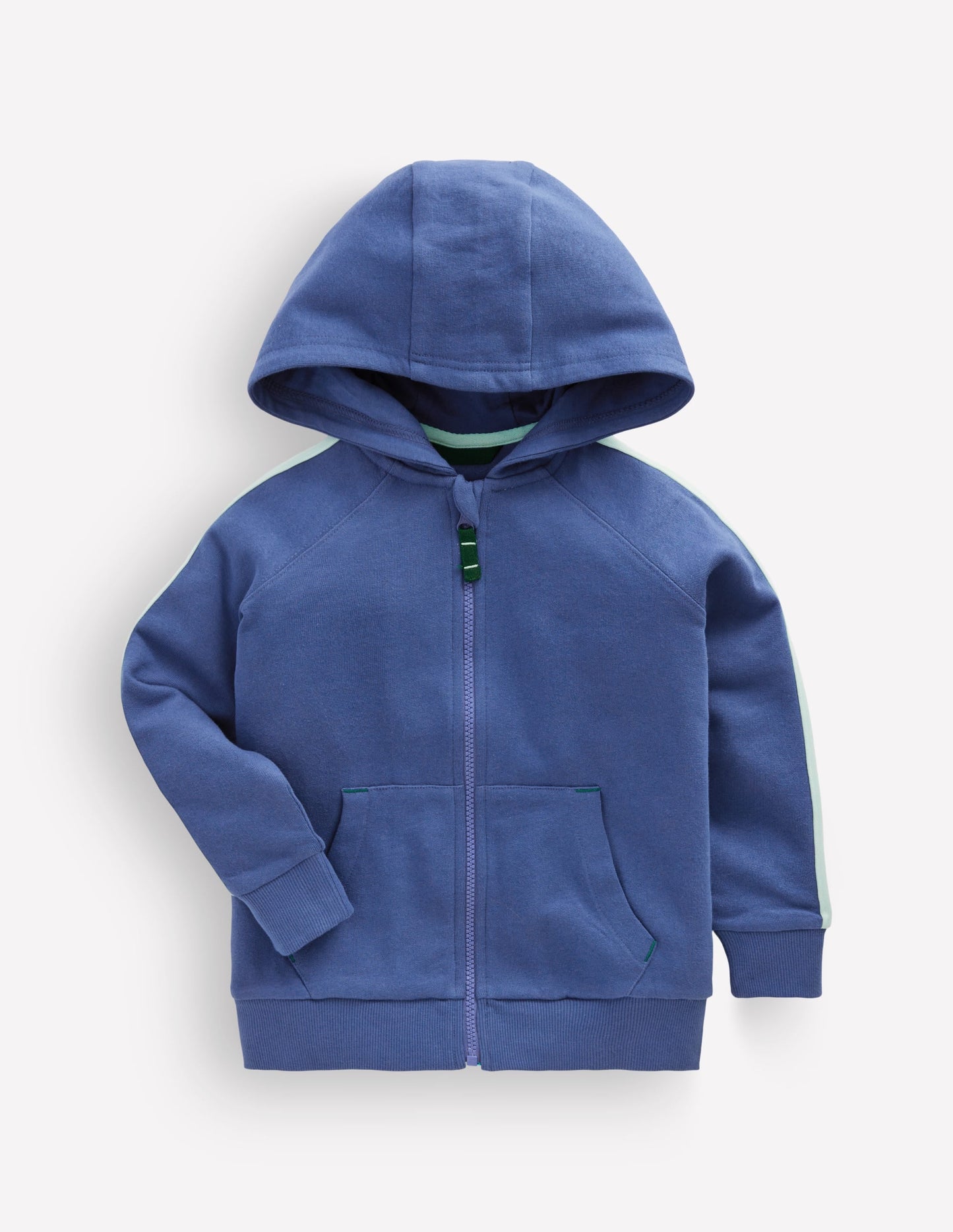Tape Detail Zip-through Hoodie-Denim Blue