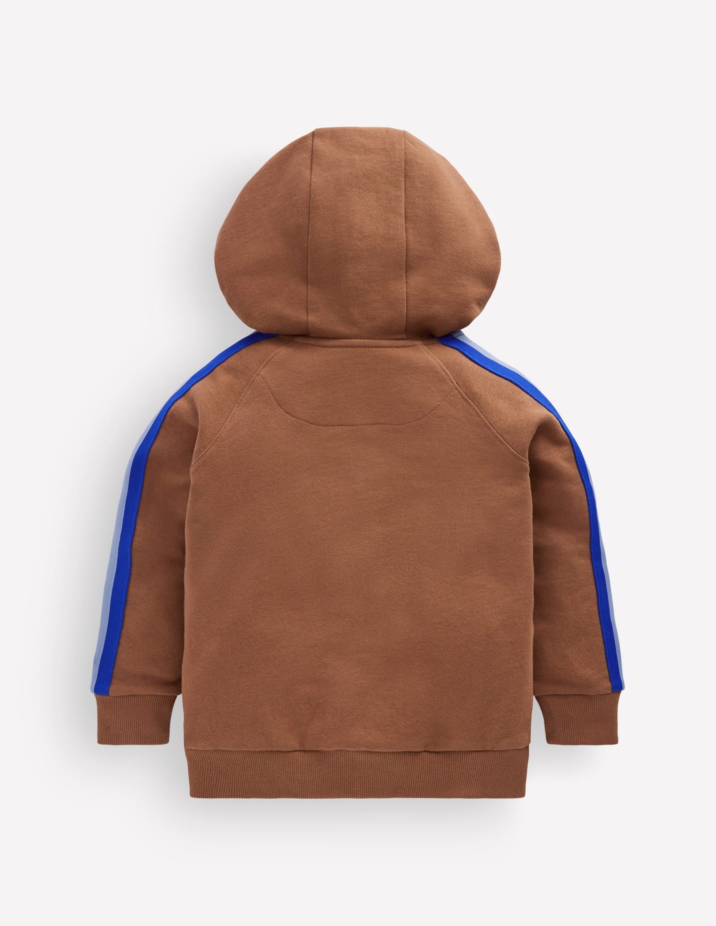 Tape Detail Zip-through Hoodie-Brown