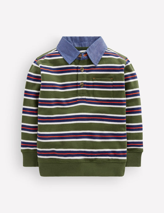 Smart Collared Sweatshirt-Brunswick Green / College Navy