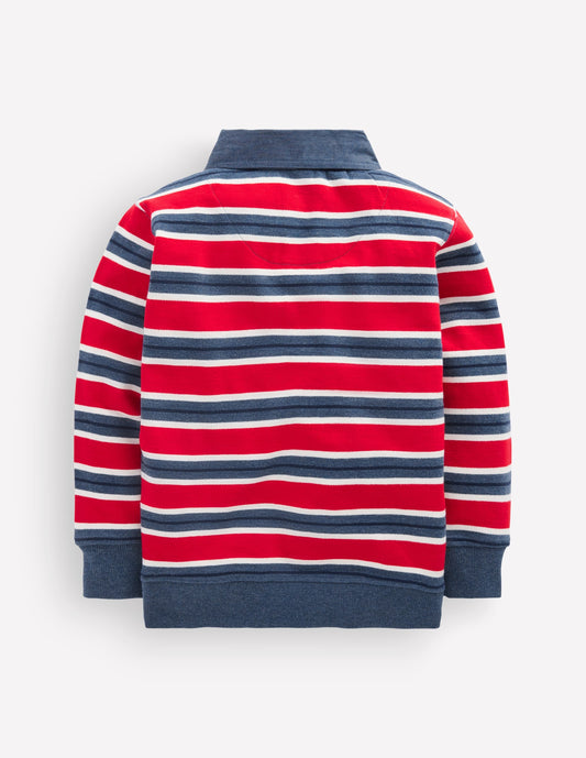 Smart Collared Sweatshirt-Blood Orange / Navy Marl
