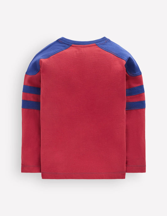 Colour Block T-shirt-Red Earth
