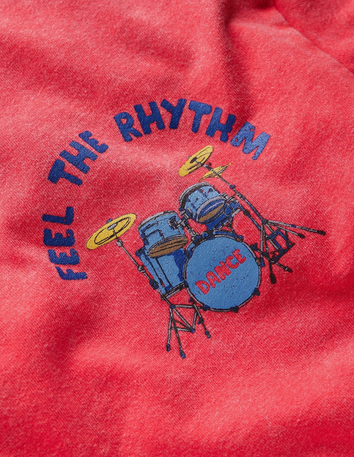 Short Sleeve Printed T-shirt-Feel The Rythmn Drums