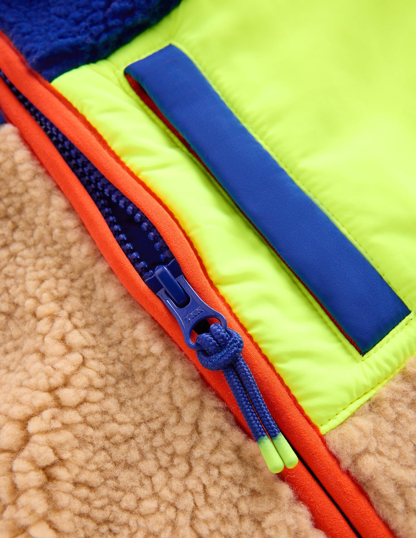 Cosy Colour Block Borg Jacket-Borg Yellow Colourblock