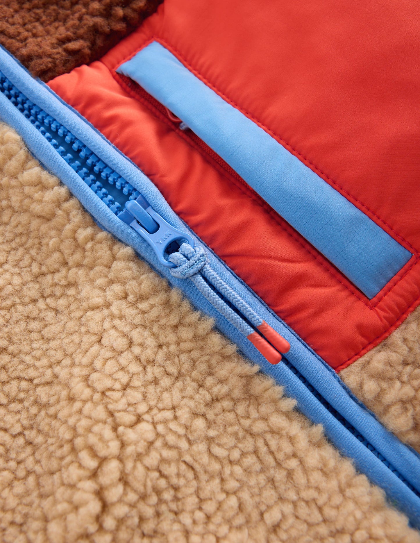 Cosy Colour Block Borg Jacket-Borg Colourblock