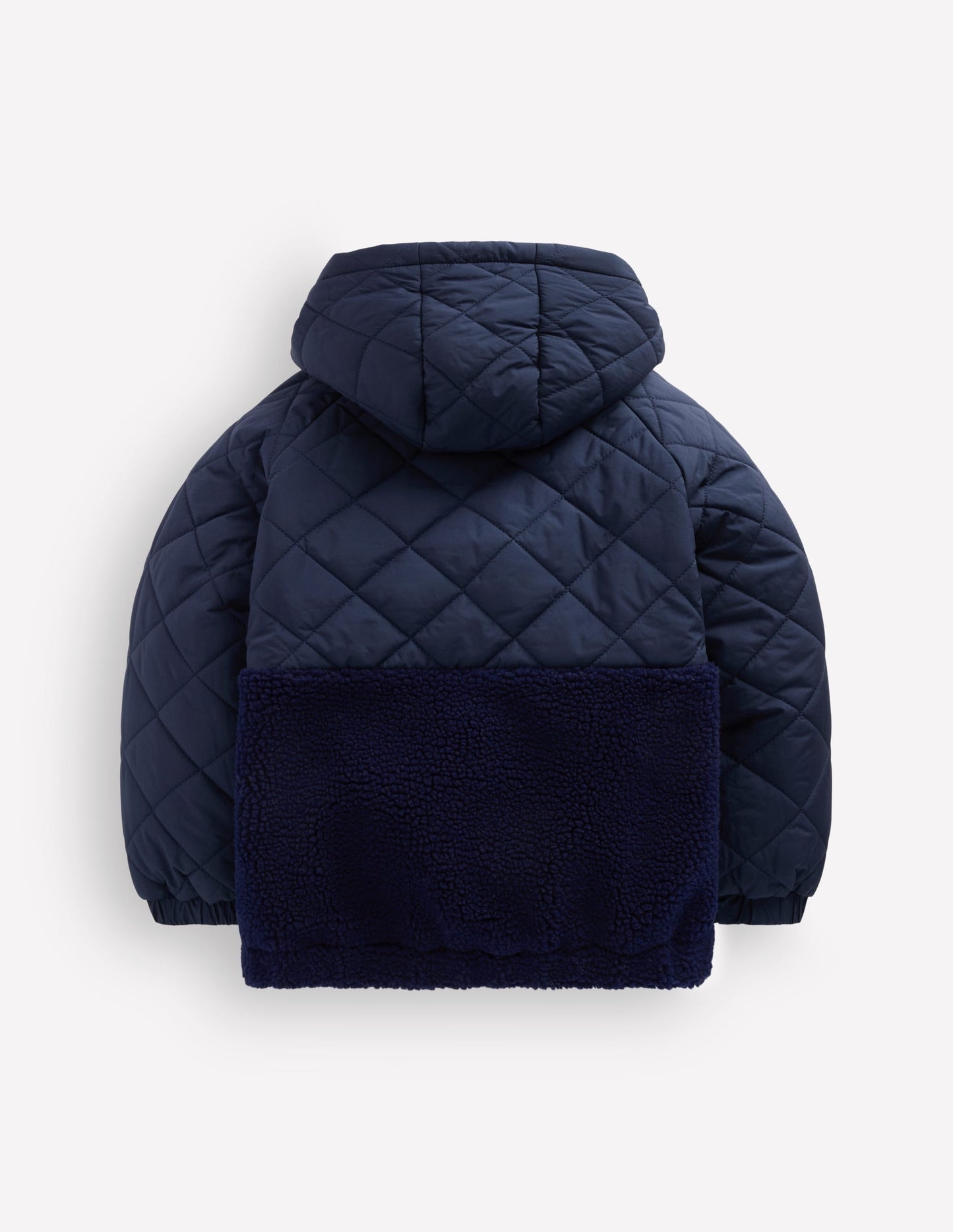 Quilted Borg Jacket-BLACK IRIS
