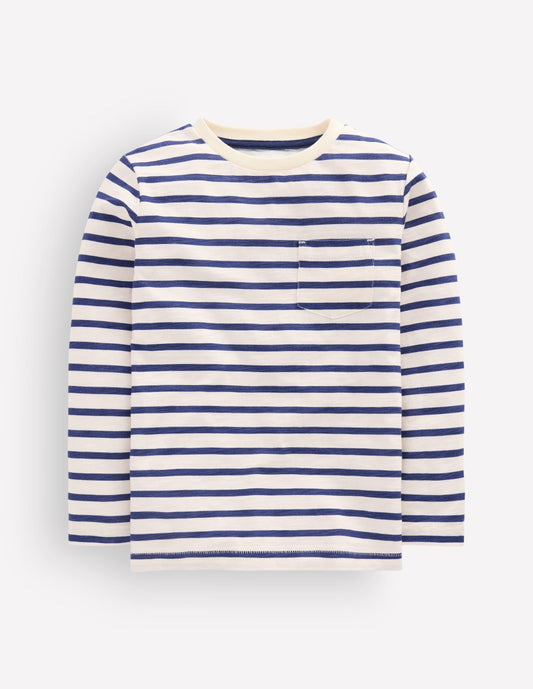 Everyday Long Sleeve T-Shirt-Soft Ivory/ College Navy