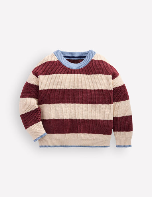 Chunky Cotton Jumper-Sweet Cherry Stripe