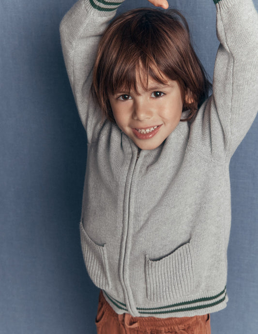 Smart Zip-through Jumper-Grey Marl