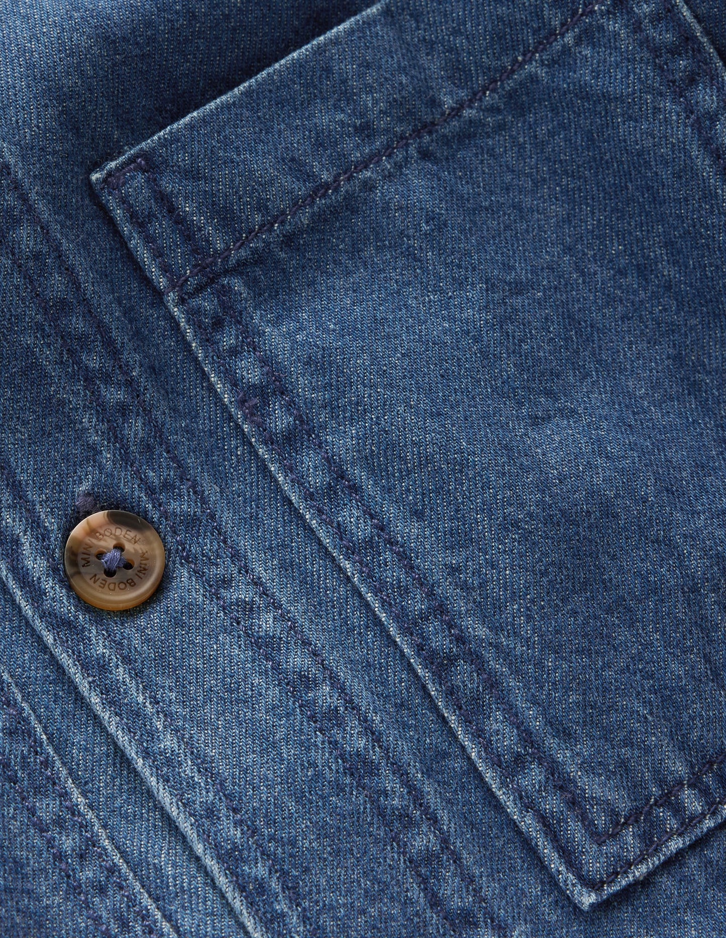 Front Pocket Overshirt-Mid Denim