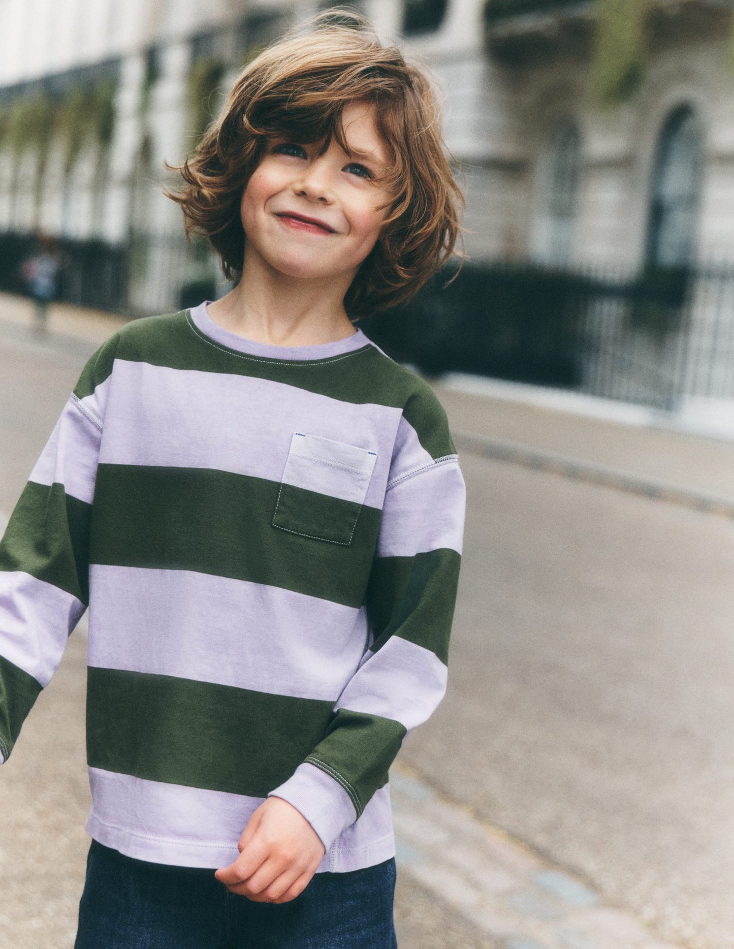 Long Sleeve Garment Dye Tee-Brunswick Green/Floral Purple