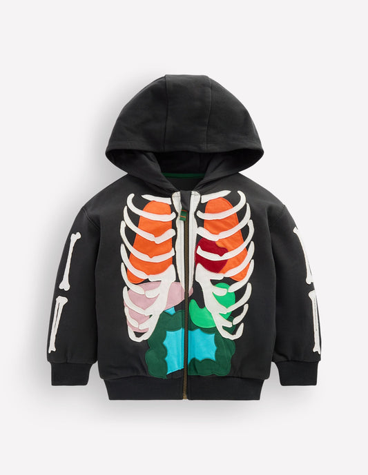 Halloween Glow Hoodie-Shadow Grey Skeleton