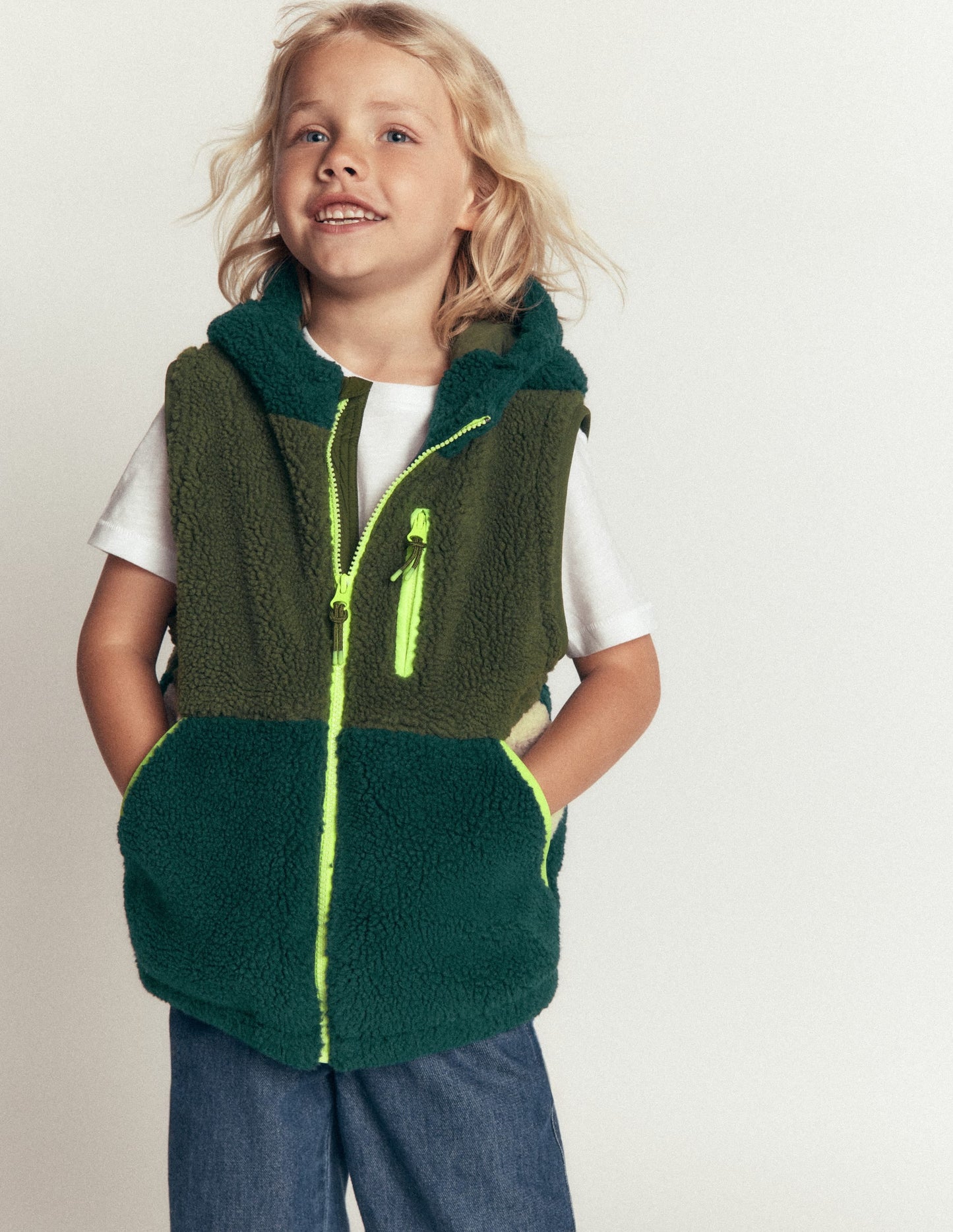 2-in-1 Borg Mix Panel Jacket-Khaki