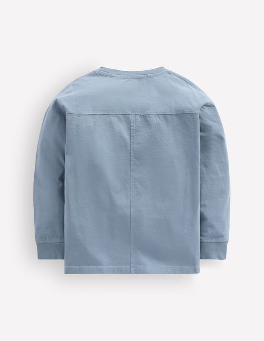 Relaxed Seam Detail T-shirt-French Blue