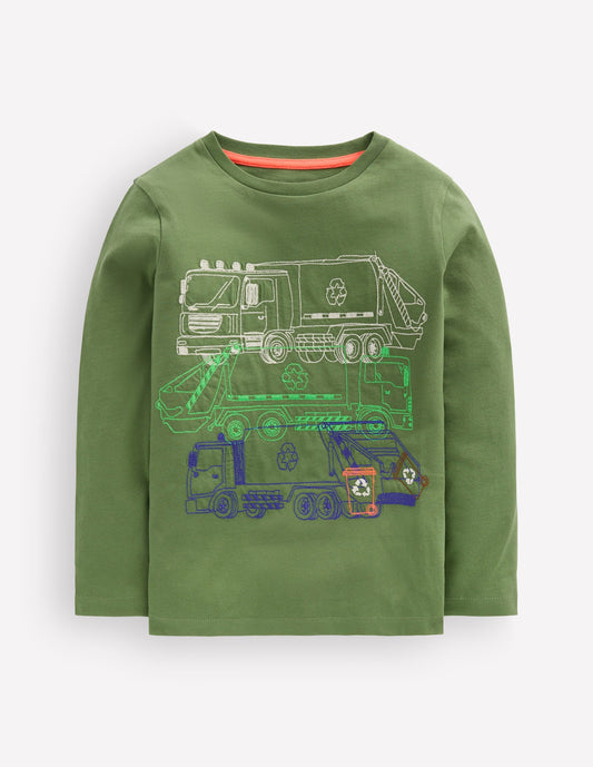 Stacking Superstitch T-shirt-DILL RECYCLE TRUCKS