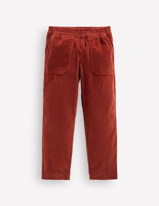 Pull-on Cord Trousers-BURNT HENNA