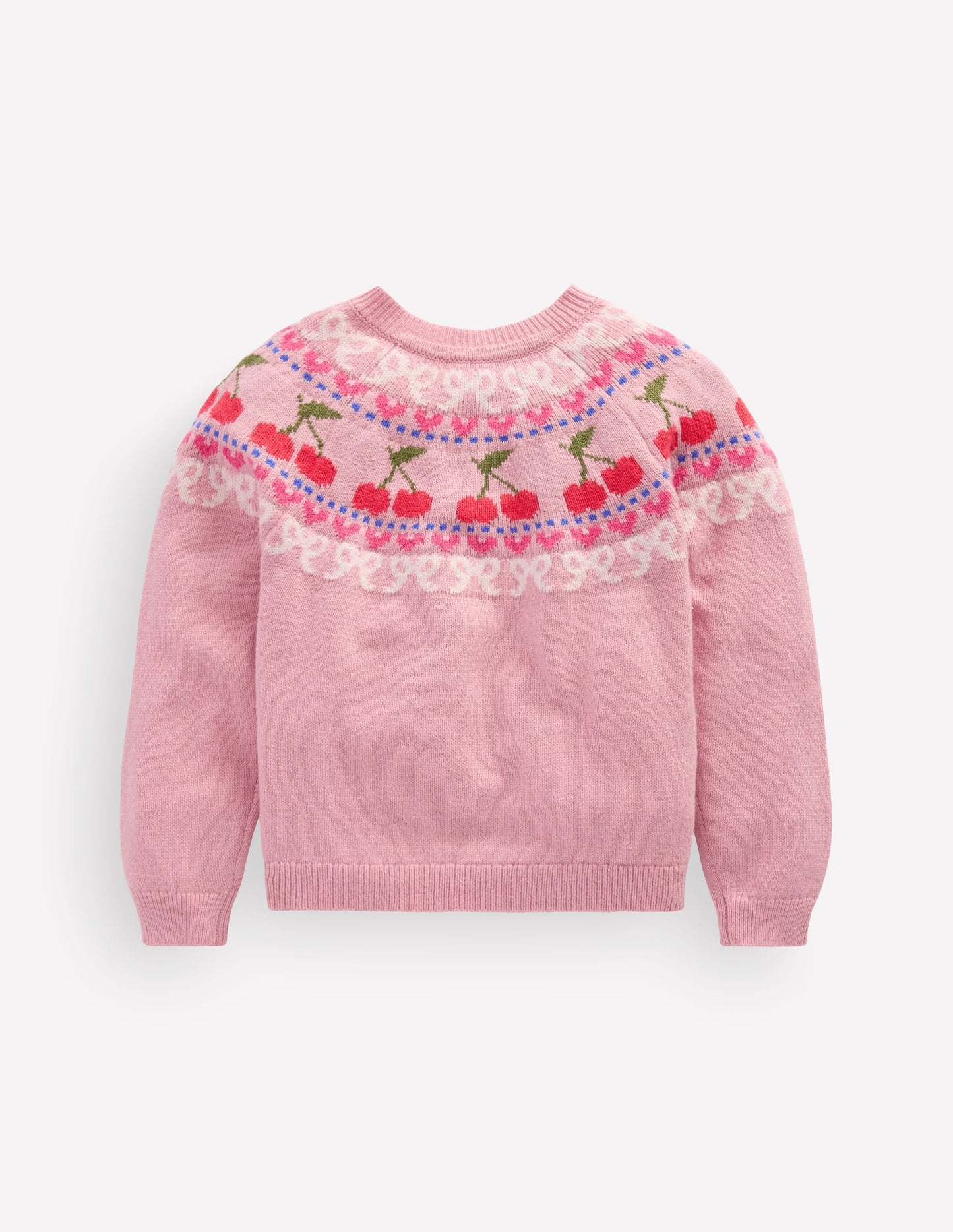 Edie Fair Isle Cardigan-Vintage Pink Marl Cherries