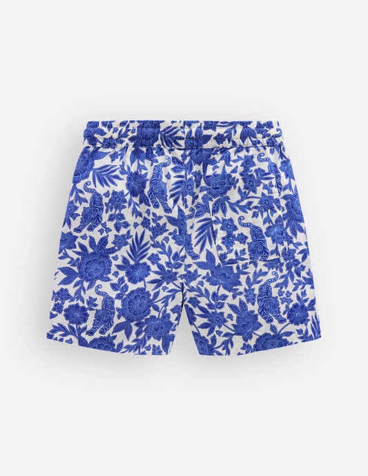 Cotton Linen Shorts-Jungle Woodblock