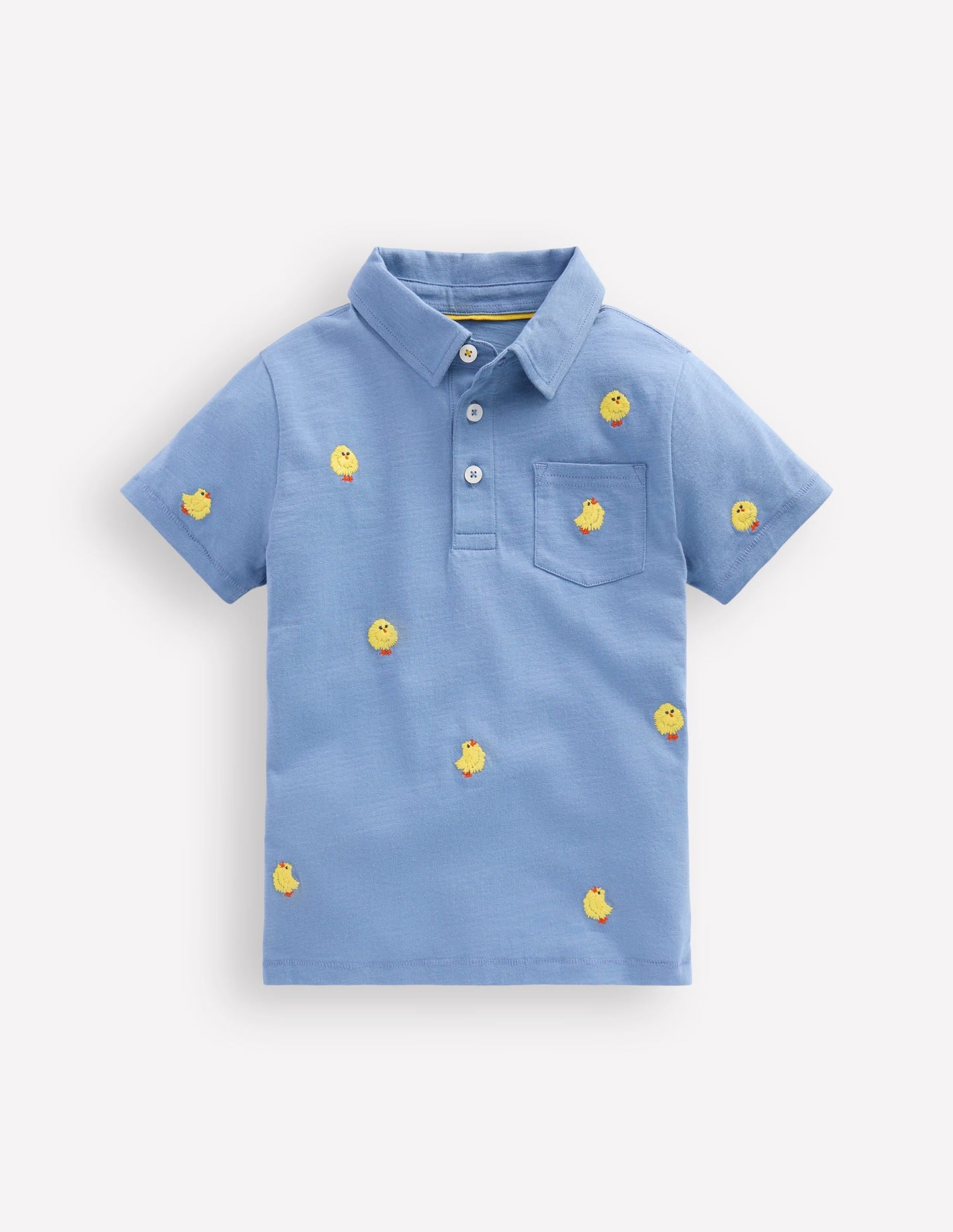 Embroidered Slub Polo Shirt-Chicks