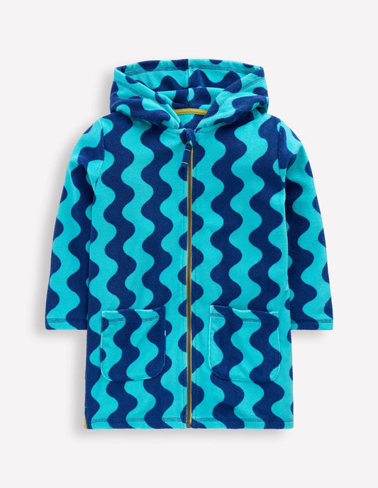 Towelling Zip-Up Throw-On-Blue Waves