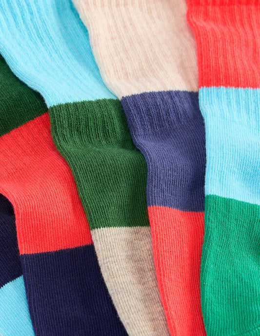 Boys Ribbed Socks 5 Pack-Colour Block