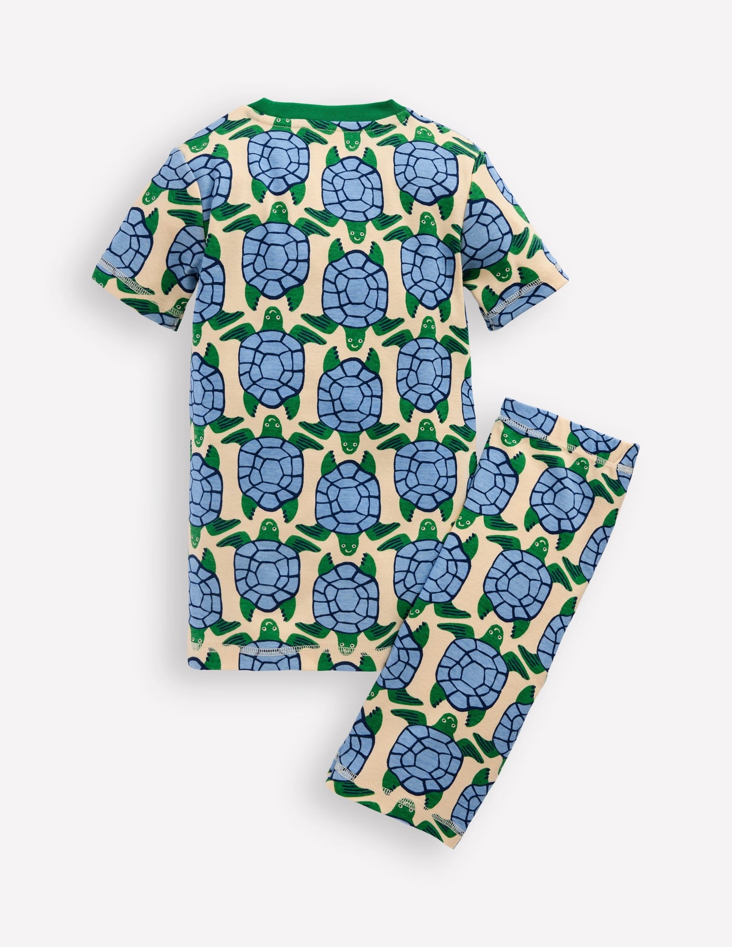 Snug Short John Pyjamas-Calico White Turtles