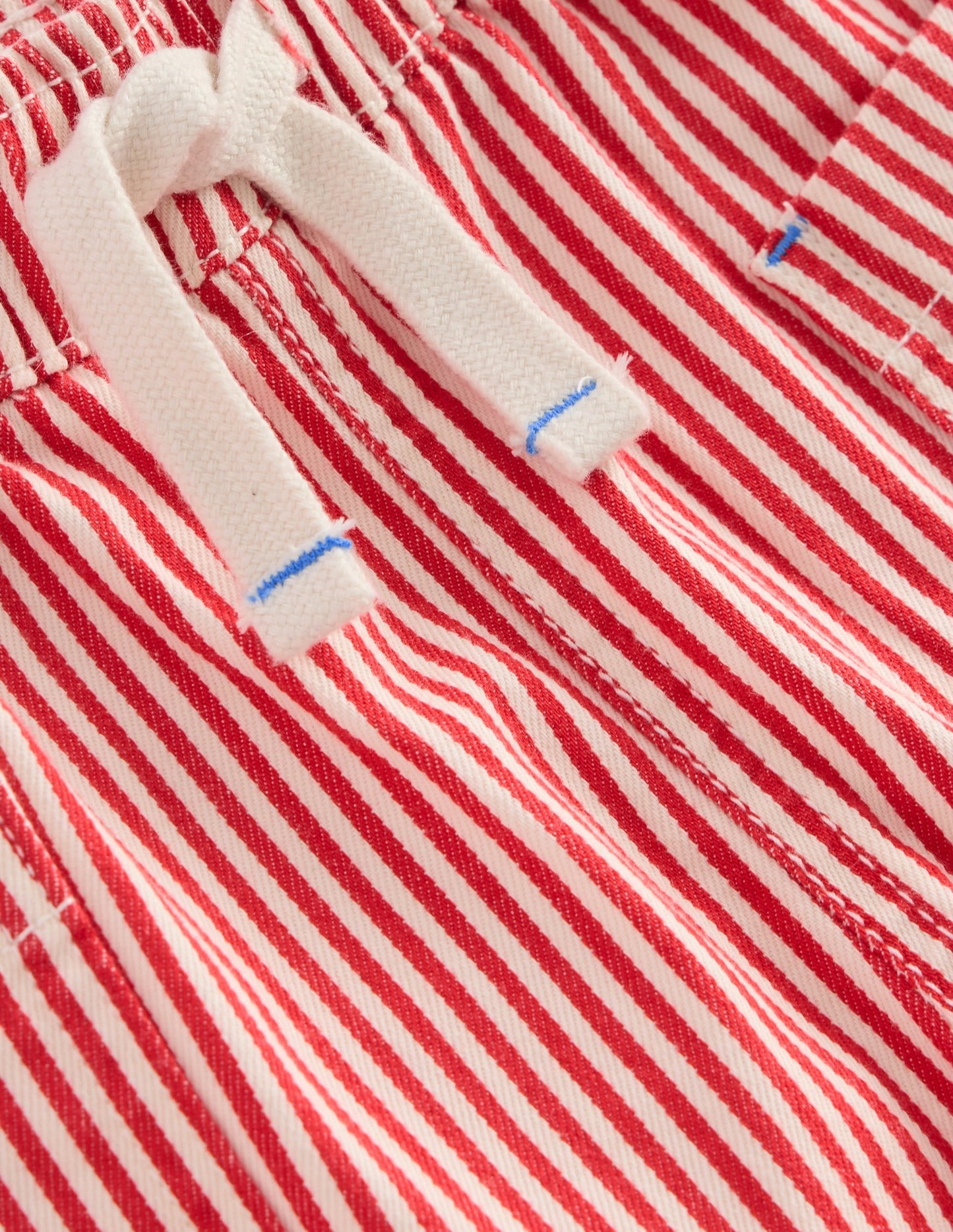 Cotton Pocket Shorts-Red Ticking