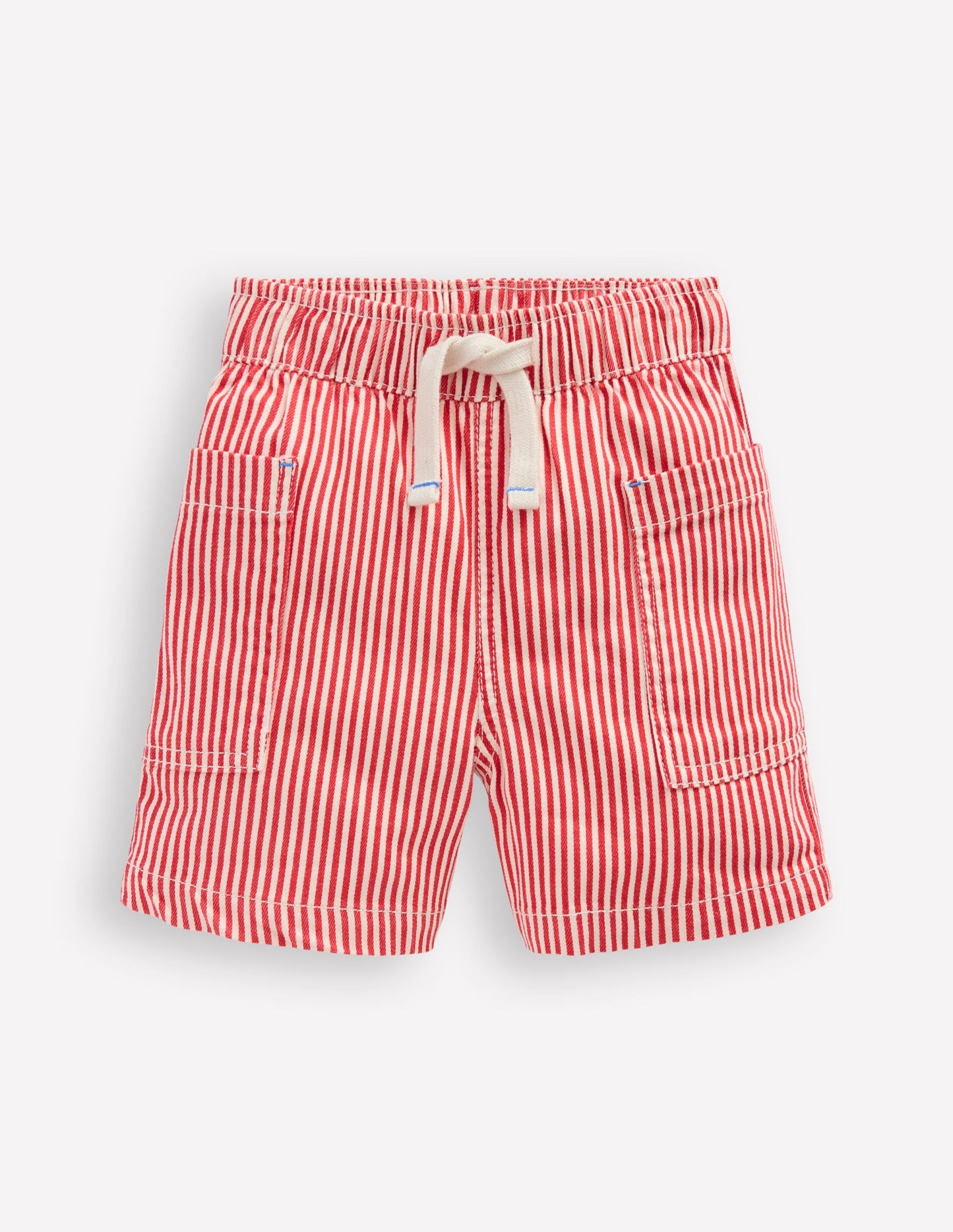 Cotton Pocket Shorts-Red Ticking