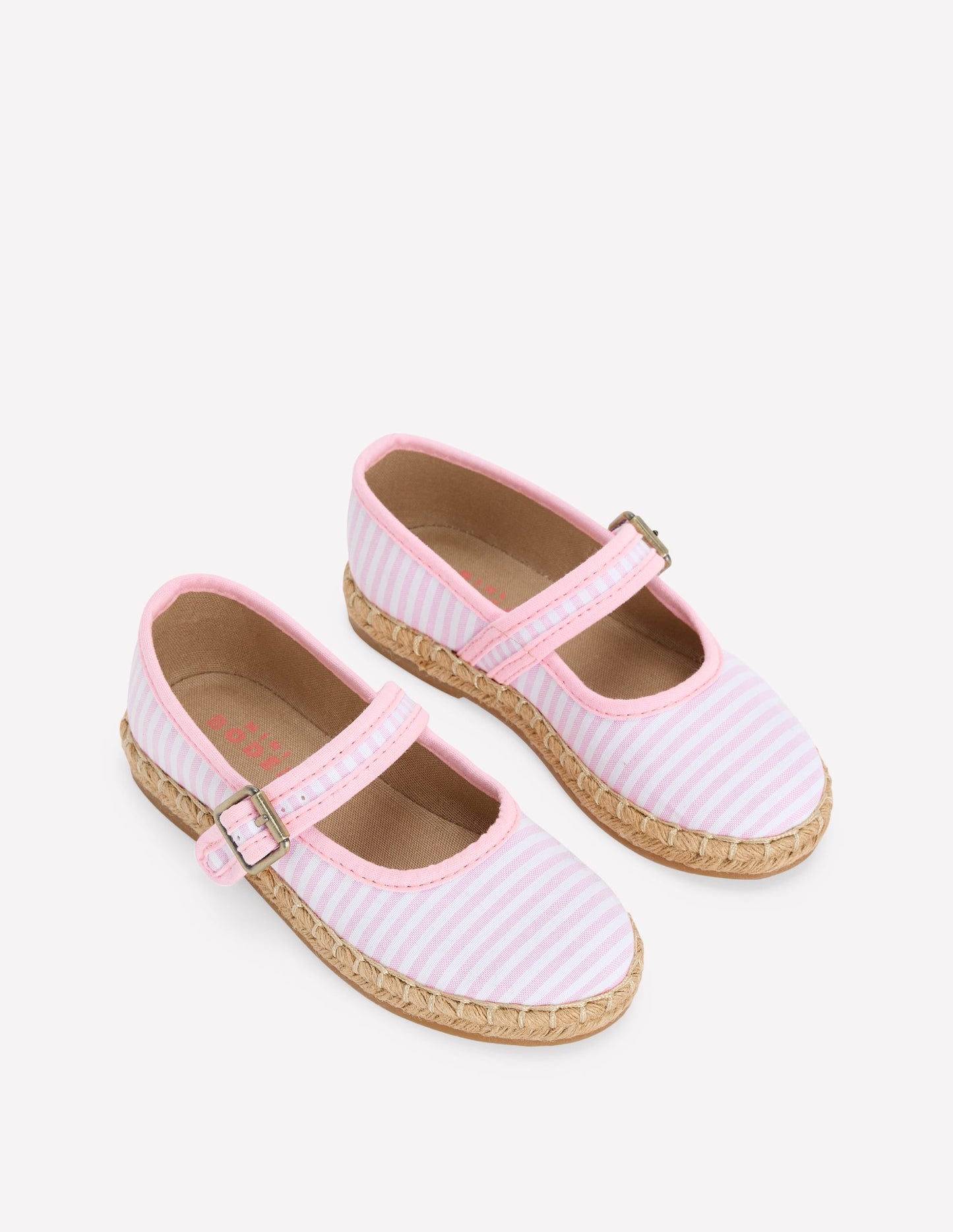 Espadrille Mary Janes-Sea Pink Ticking stripe