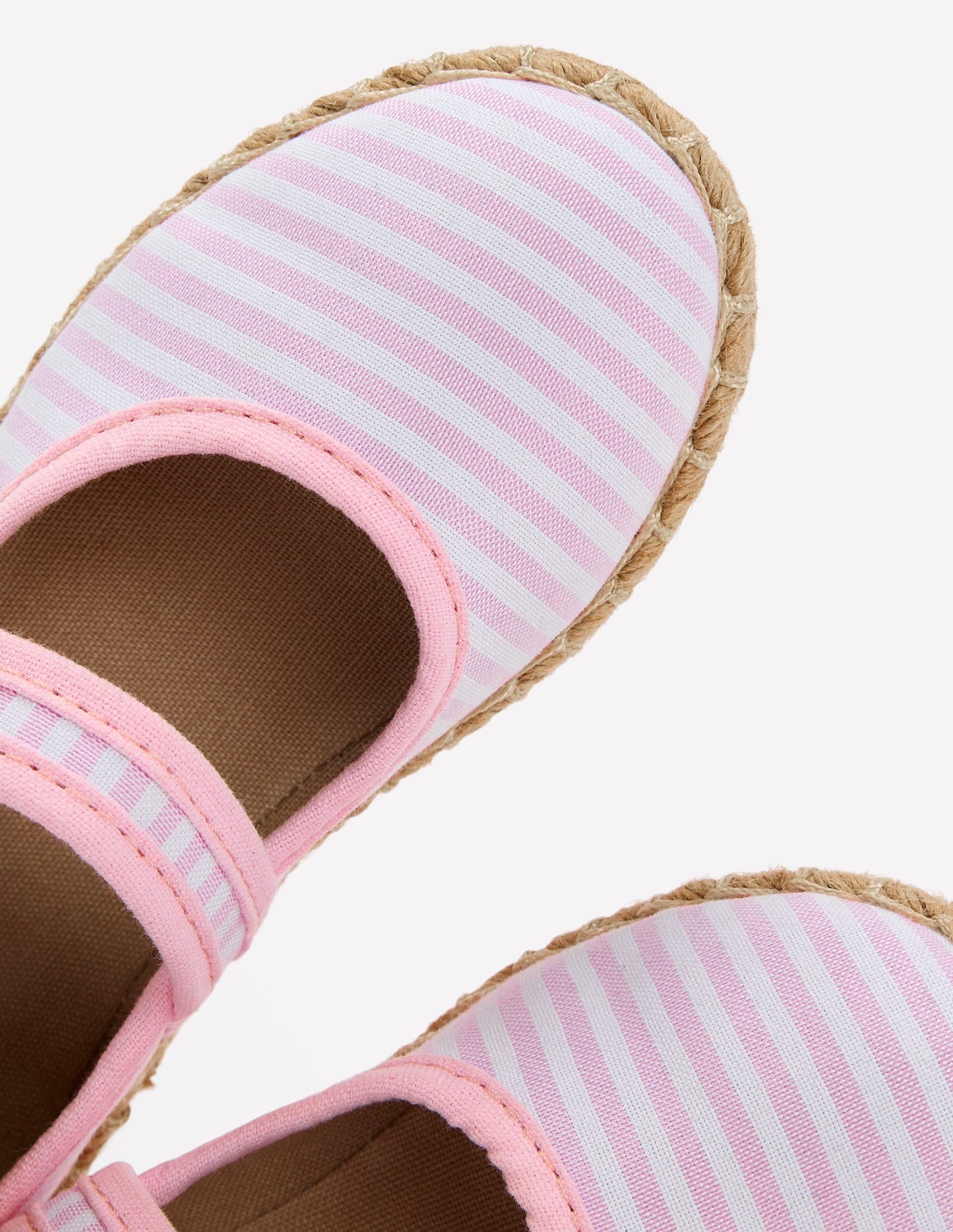 Espadrille Mary Janes-Sea Pink Ticking stripe