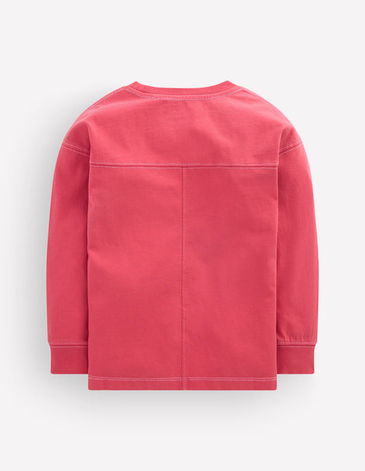 Relaxed Seam Detail T-shirt-Winter Blush