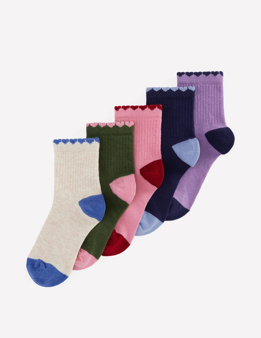 5-pack Ribbed Socks-Fun Shaped Trims