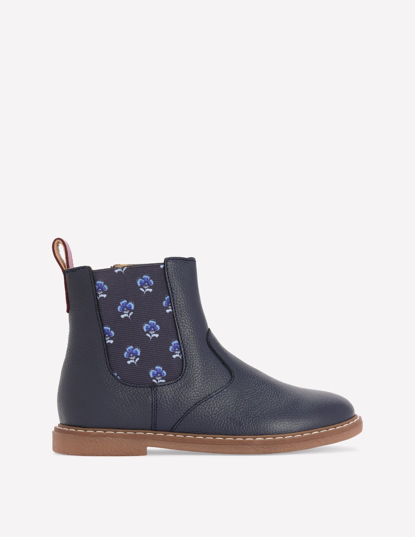 Leather Chelsea Boots-Navy Floral