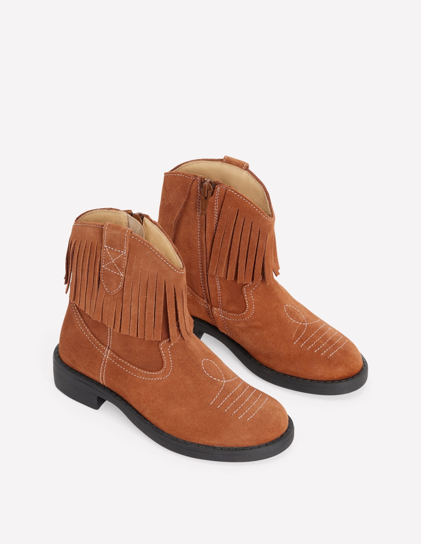 Western Boots-Tan Fringe