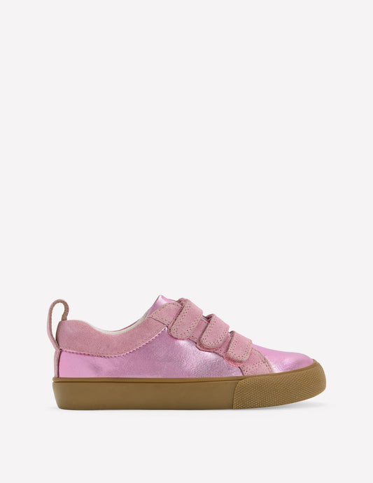 Velcro Low Tops-Pink Metallic