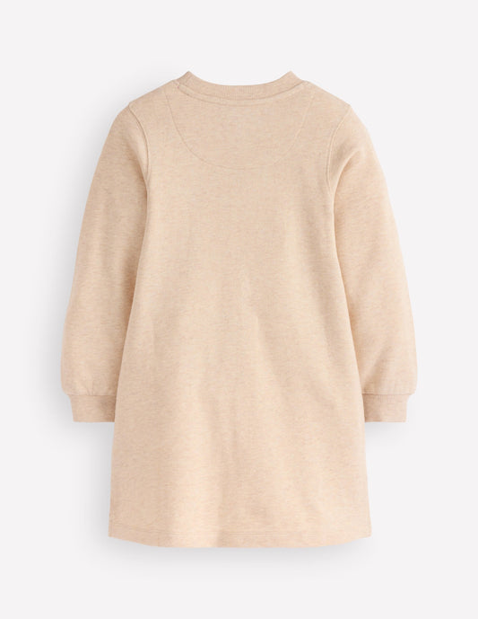 Ida Sweatshirt Appliqué Dress-Oatmeal Butterlies