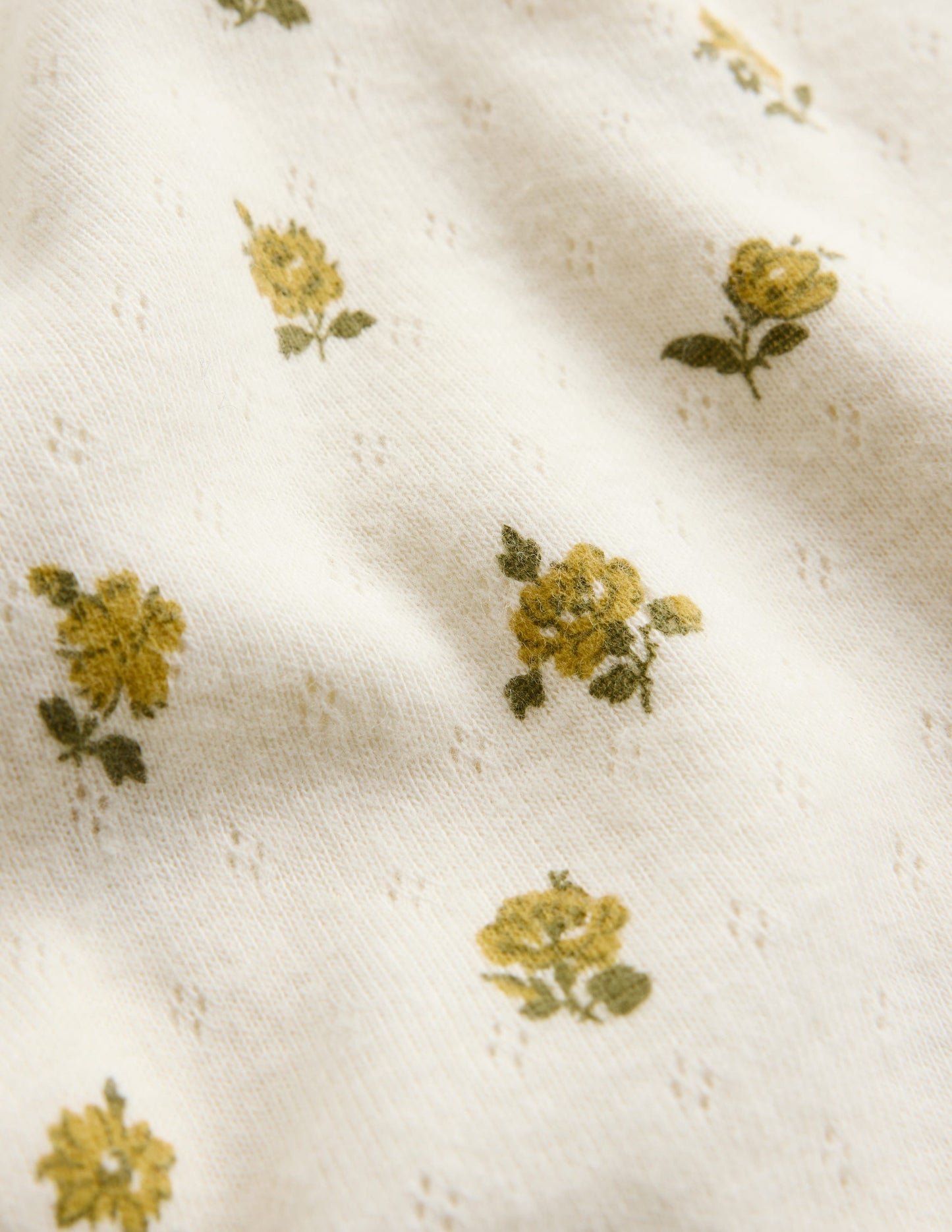 Long Sleeve Pointelle Top-Yellow Ditsy Floral