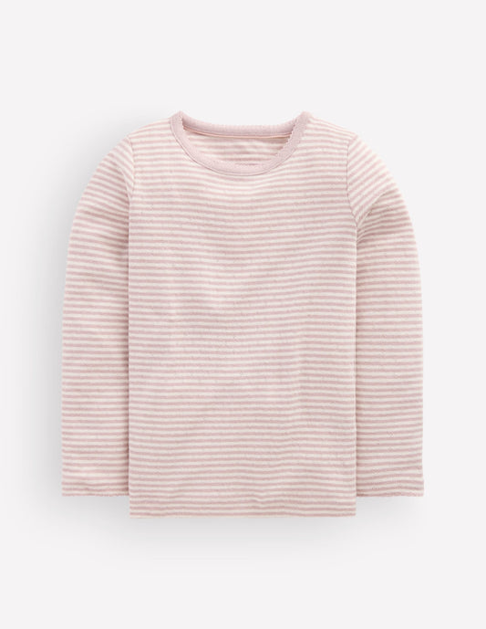 Long Sleeve Pointelle Top-Violet Ice / Ivory