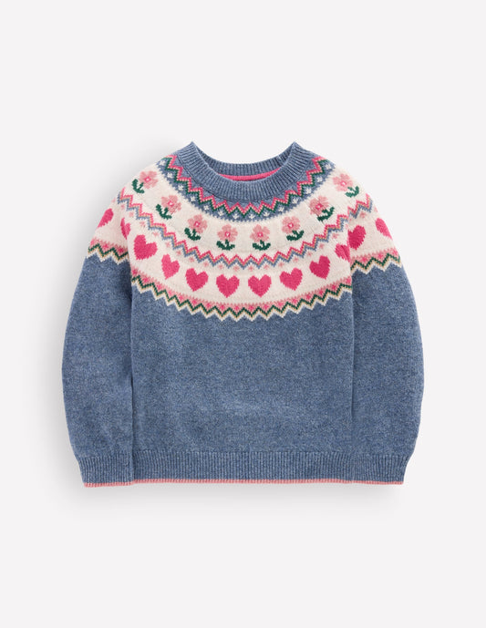 Eleanor Fair Isle Jumper-Bluejay Marl