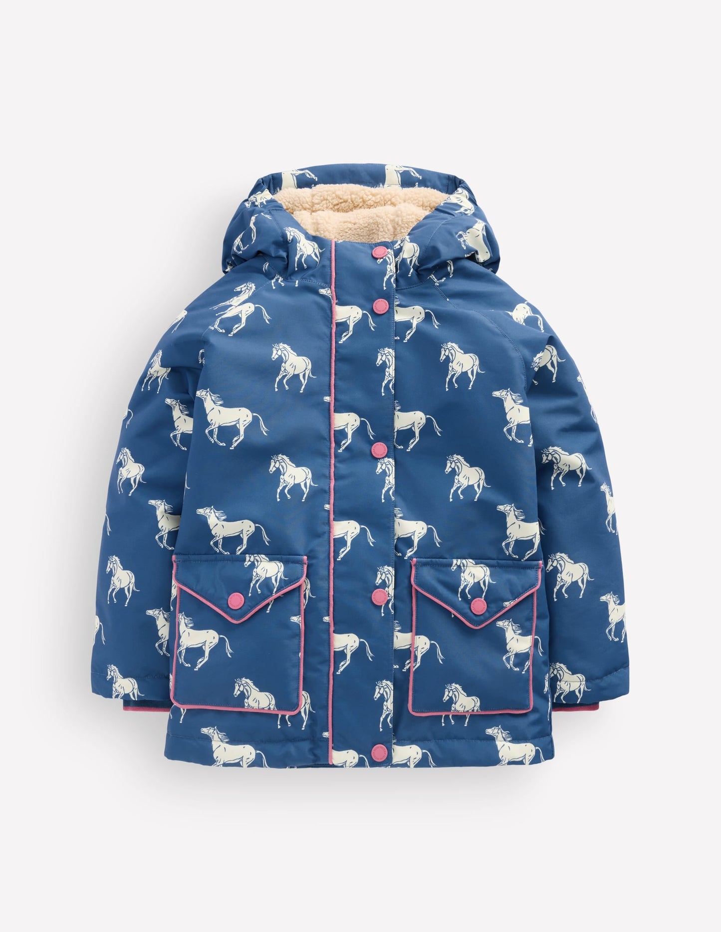 Sherpa Lined Anorak-Tourmaline Blue Small Horses